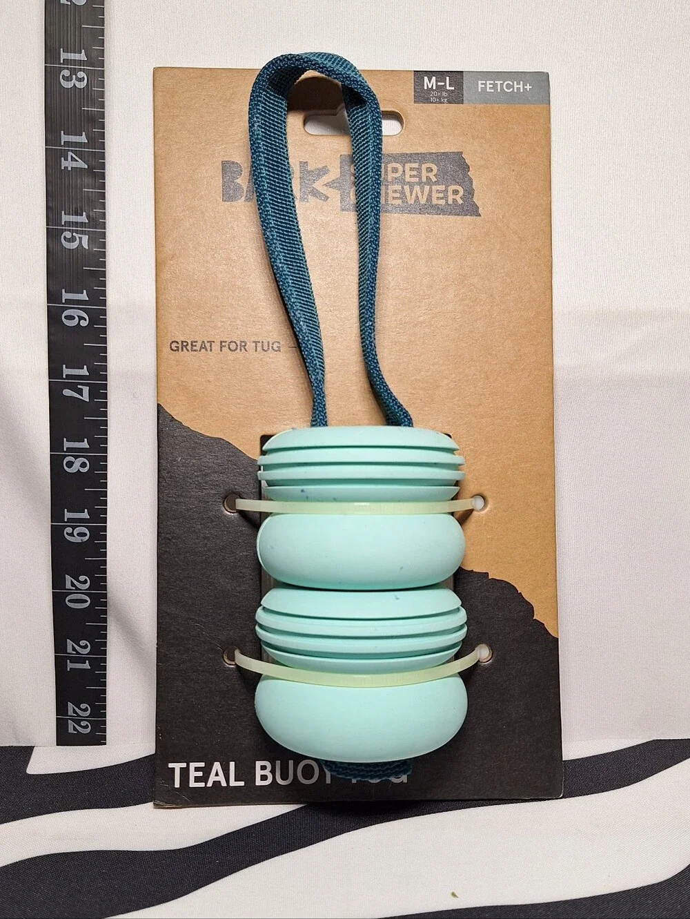 NWT Bark Super Chewer Teal Buoy Tug Dog Toy M-L
